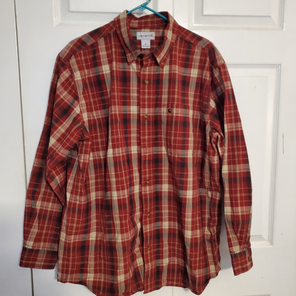 Carhartt Mens Plaid Outdoor Button Down Long Sleeve Shirt